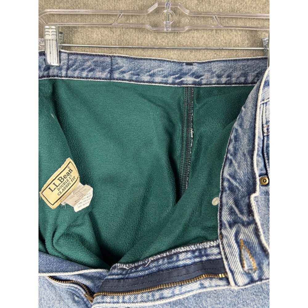 Vintage LL Bean Double L Classic Fit Fleece Lined‎ Jeans 32x31 Light Blue 0AJ81 - Picture 7 of 11